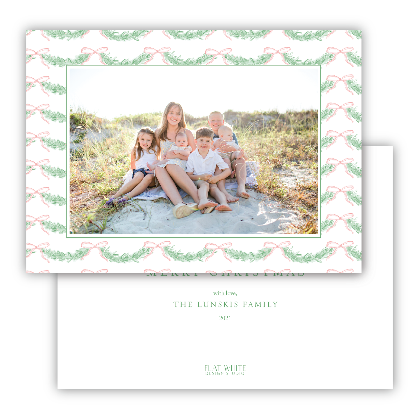 Pink Bow & Garland Holiday Border Landscape