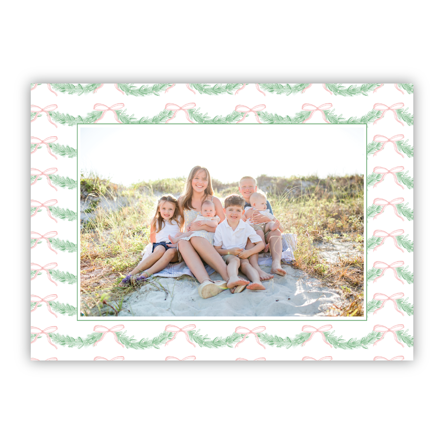 Pink Bow & Garland Holiday Border Landscape