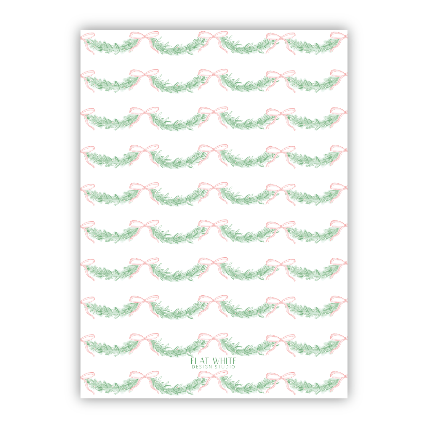 Pink Bow & Garland Holiday Crest Portrait