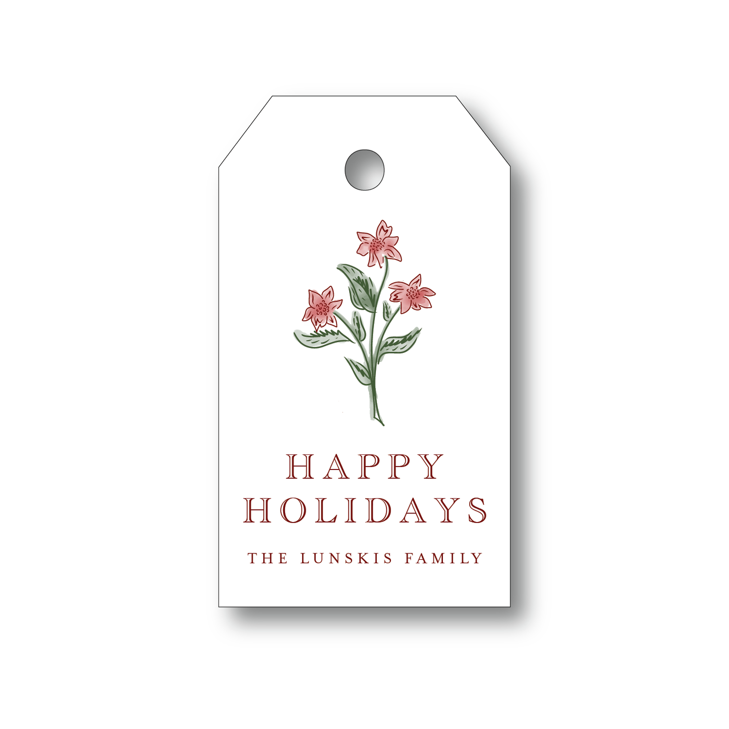 Christmas Poinsettia Holiday Gift Tag