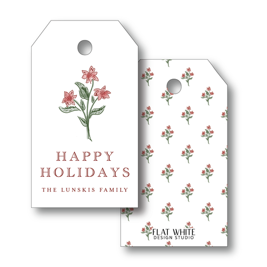 Christmas Poinsettia Holiday Gift Tag
