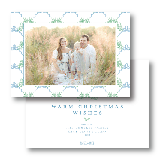 Winter Green Wreath and Bow Pattern Landscape