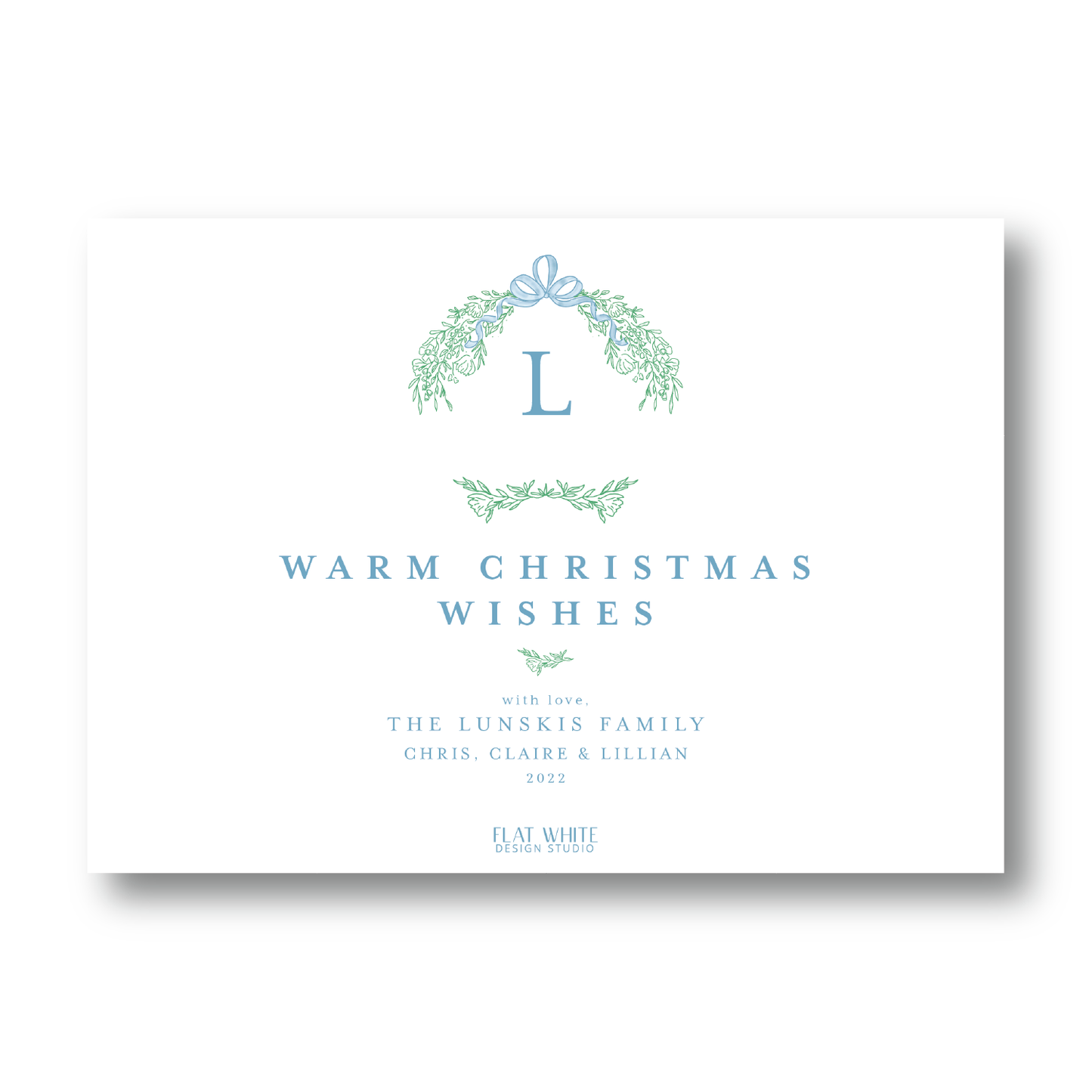Winter Green Wreath and Bow Pattern Landscape