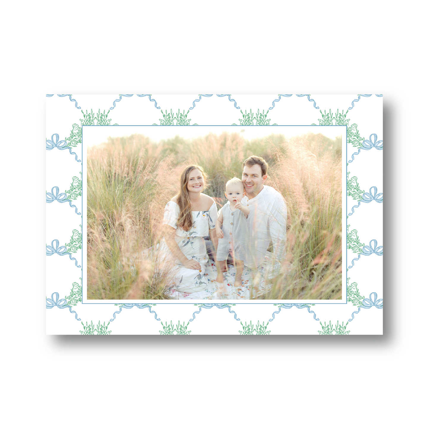 Winter Green Wreath and Bow Pattern Landscape