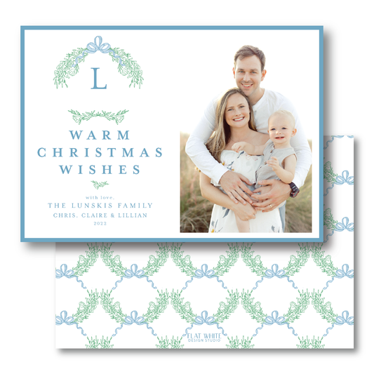 Winter Green Wreath and Bow Crest Landscape
