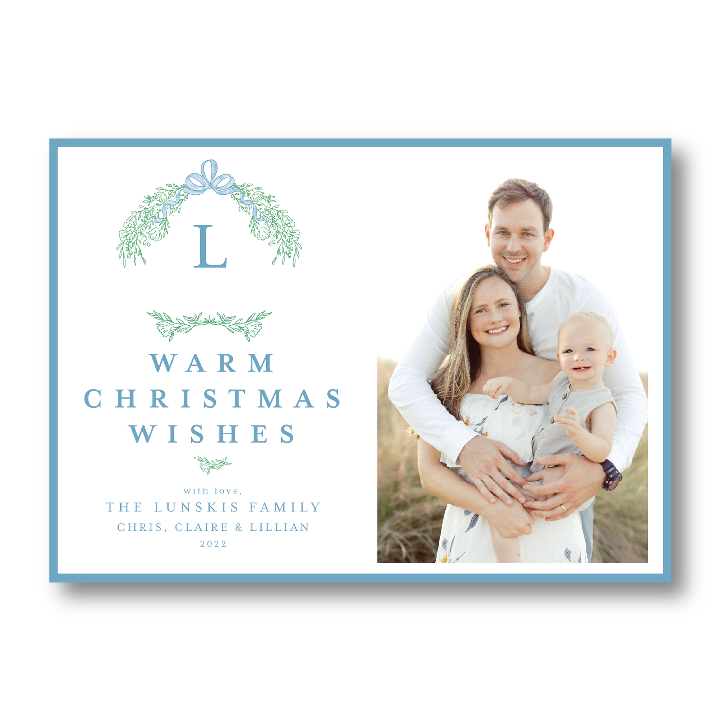 Winter Green Wreath and Bow Crest Landscape